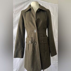 Vintage Army olive green wool pea coat.